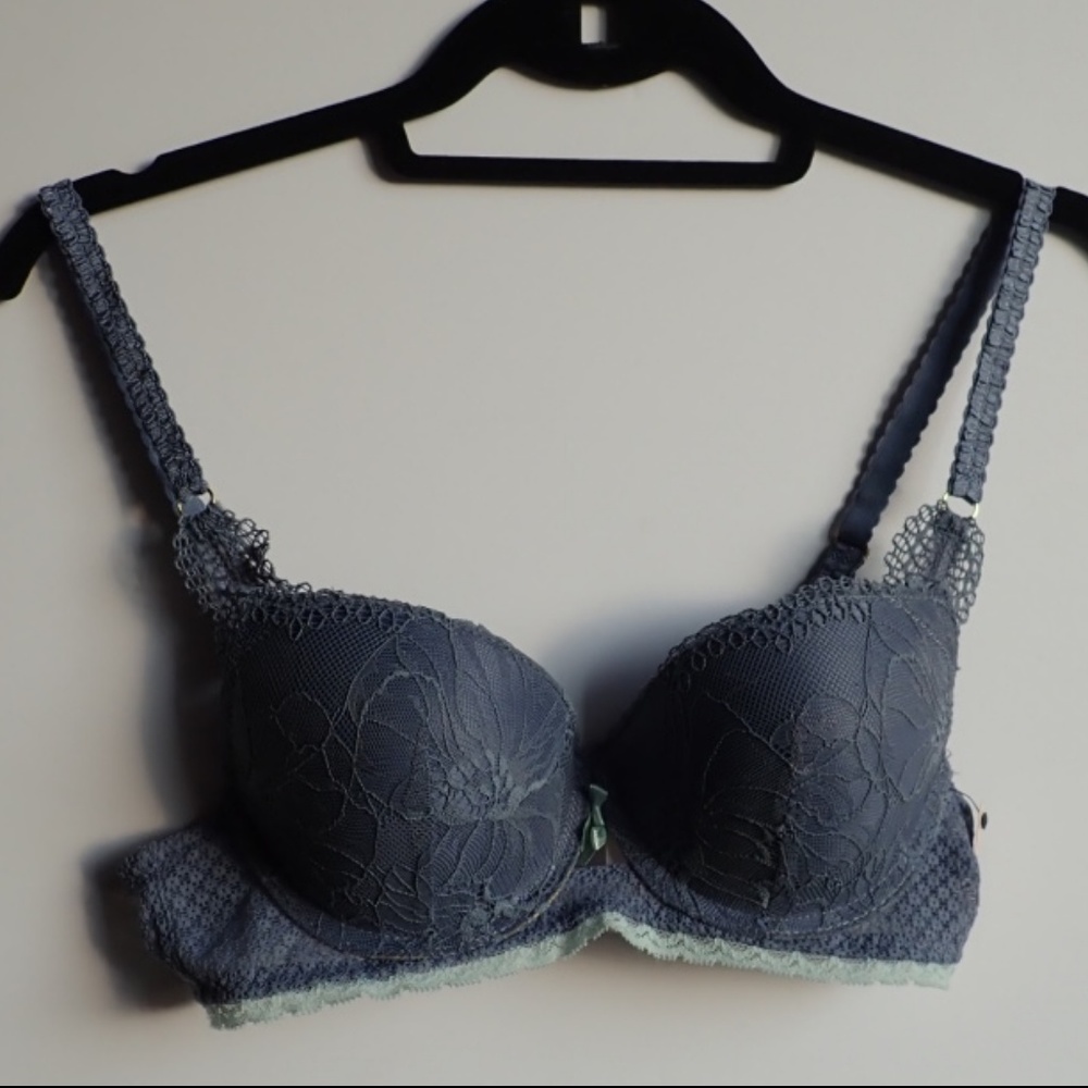 NWT 34B Sophie B Blue Grey Gray Lace Bra Beautiful